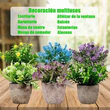 Mini Plastic Plant, Artificial Potted Plants, 6 Pieces Artificial Plants Mini Pots, Suitable For Home, Dining Table, Desk, Bathroom, Wedding Decorations - 系列1 - 查看 6