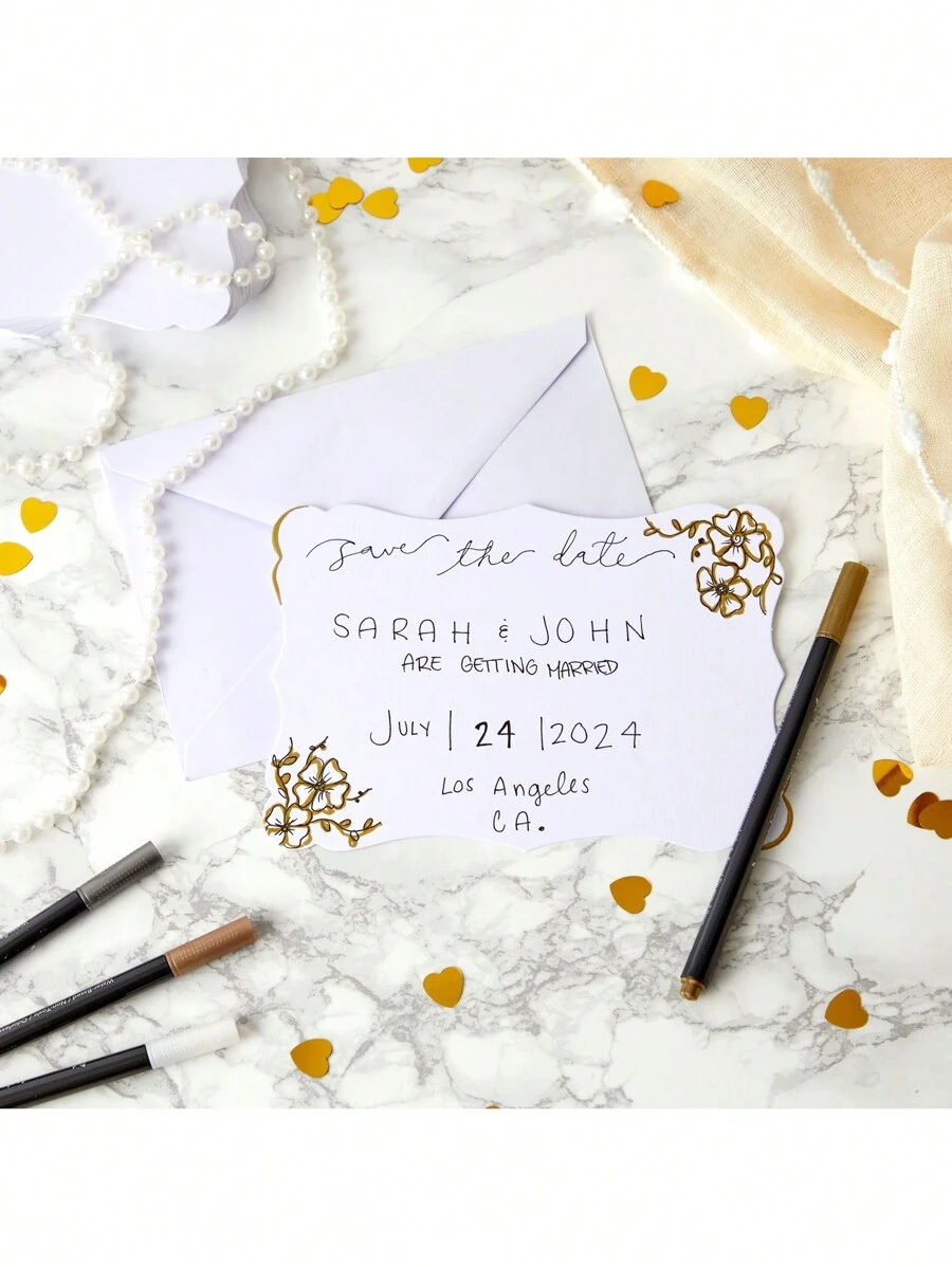 50 Pack Blank Invitations with Envelopes, Printable DIY Greeting Cards