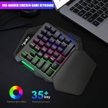 Có dây Bàn phím Và Chuột Nâng cấp Của bạn Chơi game Kinh nghiệm Với Một tay Đèn nền RGB Chơi game - Đen và trắng - Xem 8