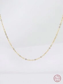 1入時尚s925銀&k金加工'0'吊墜項鍊,適合女性日常佩戴 - 0字項鍊銀色 - 查看 3