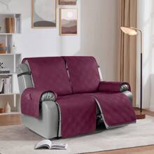 1/2/3 Seat Waterproof Recliner Sofa Cover, Non Slip Recliner Chair Covers, Washable Reclining Couch Cover Outdoor Cushion Covers Garden Furniture Protector With Elastic Straps Pocket For Pets, Cats, Dogs Burgundy - 酒紅色 - 查看 3