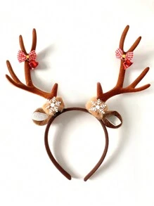 1 件卡其色圣诞森系风格氛围装饰可爱鹿角形头带女士 - 彩色 - 查看 5