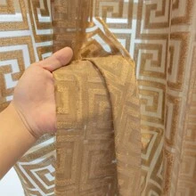 1入中空提花紋透明窗簾,適用於客廳/臥室/陽台,具有遮陽功能 - 咖啡棕 - 查看 7