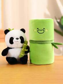 1只竹管熊貓寶寶毛絨玩具,模擬貼著竹子的熊貓娃娃,可愛的玩具毛絨動物,適用於家裝飾,客廳擺設和收藏玩具 - 彩色 - 查看 3