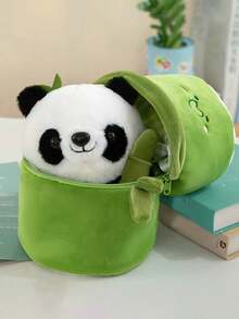 1只竹管熊貓寶寶毛絨玩具,模擬貼著竹子的熊貓娃娃,可愛的玩具毛絨動物,適用於家裝飾,客廳擺設和收藏玩具 - 彩色 - 查看 2