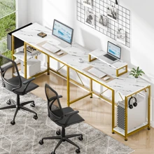 GIKPAL Reversible Computer Desk, L Shaped Desk Office Desk With 3 Shelves,Monitor Stand,Storage Bag,Hooks For Home Office - trắng - Xem 2