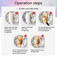 Gloz 12 色綻放凝膠指甲油,藍色凝膠拋光劑,具有塗抹效果水墨畫水彩浸泡指甲凝膠 Diy 美甲藝術設計女士聖誕禮物 - 寶藍色 - 查看 3