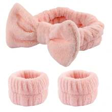 3pcs Coral Fleece Headband Set For Washing Face & Wrist Protection & Tying Hair, Water Absorbent & Sweat Wicking & Waterproof Accessories