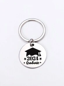 1pc Women's New Keychain 2024 Graduation Season Gift Stainless Steel Engraved Class Pendant Keychain Friendship Gifts - Silver - View 10