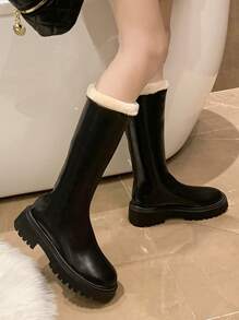 Fashionable All-match Long Tube Boots, New Style Short Boots With Fleece, Thickened, Fashionable And Comfortable High Tube Snow Boots, Thick Bottom Boots