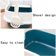 Semi-closed Small Cat Litter Box, Kitten Toilet, Cat Sand Basin, Cat Supplies - Blue - View 4