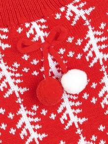 全新圣诞红白圣诞树，雪花图案舒适弹力针织泰迪熊/狗毛衣 - 紅白色 - 查看 6