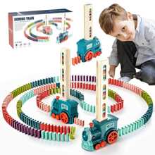 小子女3歲以上適用的骨牌火車玩具組,建造和堆疊玩具積木,創意玩具教育遊戲(48件) - 彩色 - 查看 3