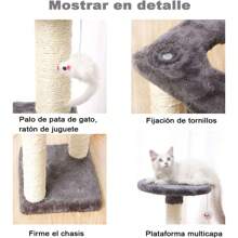 ANTSAY Árbol para Gatos,Tres Capas Torre para Gatos,Varios Niveles con Postes Rascadores de Sisal, Centro de Actividades,Juguete para Ratones,Casa de Juegos para Gatitos,Mueble para Gato.