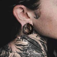 2PCS Saddle Tunnels Ear Hangers Ear Gauges Plugs Stretcher Earring Piercing Body Jewelry - Flower Saddle - View 5