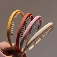 9 件裝女孩彩色塑膠帶牙髮帶,簡約純色防滑髮梳髮飾,非常適合日常使用 - 彩色 - 查看 7