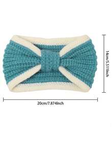 1條白邊針織蝴蝶結頭帶,休閒、保暖、舒適的日常頭飾配件