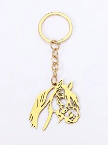 1pc Women's Personalized Stainless Steel Animal Keychain - Gold - View 1