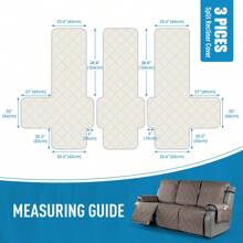 1/2/3 Seat Waterproof Recliner Sofa Cover, Non Slip Recliner Chair Covers, Washable Reclining Couch Cover Outdoor Cushion Covers Garden Furniture Protector With Elastic Straps Pocket For Pets, Cats, Dogs Taupe - 灰褐色 - 查看 11