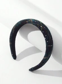 1入女性多色閃閃發光寬頭帶,內置海綿和防滑齒,優雅甜美風格適合時尚校園、派對、跳舞或日常佩戴 - 綠色 - 查看 4