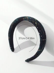 1入女性多色閃閃發光寬頭帶,內置海綿和防滑齒,優雅甜美風格適合時尚校園、派對、跳舞或日常佩戴 - 綠色 - 查看 3