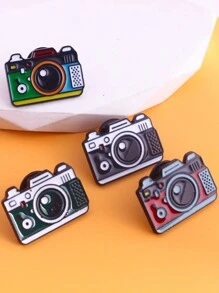 4pcs Cartoon Zinc Alloy Simple Camera Shaped Brooch Pin, Suitable For Daily Outfits Of Men And Women