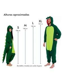 Pijama Dinosaurio Completa Disfraz Mameluco de Dinosaurio de Dibujos Animados Navideños, Ropa de Dormir de una Pieza con Botones Novedosos y Cómodos, Disfraces de Fiesta, Ropa de Estar por Casa y Ropa De Dormir Para Mujer y Hombre - Verde - Ver 6