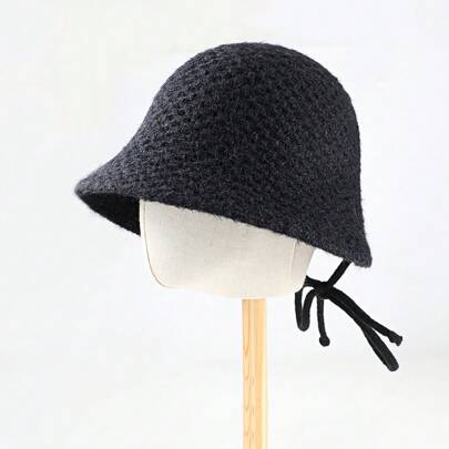 1pc Thickened Melradica Style Hat With Decorative Knitted Cap, Warm Thermal Lined , Hip Hop, Fashionable And Casual Winter Hat Suitable For Outdoor Activities Boho Bow