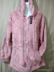 Sudadera con capucha peluche, polar, dama - Rosa - Ver 2
