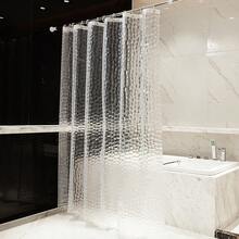 Nhiệm vụ nặng nề PEVA Tấm lót Rèm Tắm Với Nam châm Không thấm nước 3D Nước Khối lập phương Trong sáng Vòi hoa sen trong phòng tắm Rèm cửa , Hóa chất , , 71 X 71 Inch ( Cái móc ) - Trong sáng - Xem 5