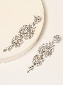 2入組女士奢華水晶時尚耳環,適用於派對宴會 - 銀色 - 查看 2