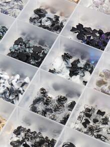 Thay đổi phong cách móng tay của bạn, 1 hộp đồ trang trí móng tay bằng nhựa Polyresin thiết kế tối giản dễ thương theo phong cách hoạt hình màu đen, phụ kiện làm móng tự làm, đồ trang trí móng tay - màu đen - Xem 6