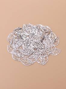 100 件时尚 3D 金属装饰花瓣配件，DIY 手工空心叶子复古吊坠用品 - 暗銀色 - 查看 1
