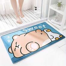 1入組可愛卡通治癒柔軟記憶海綿吸水防滑浴室墊,馬桶墊 - 藍色 - 查看 1