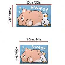 1入組可愛卡通治癒柔軟記憶海綿吸水防滑浴室墊,馬桶墊 - 藍色 - 查看 2