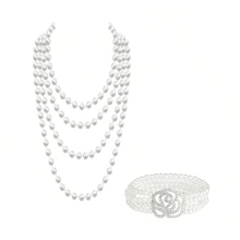 D EXCEED 2/3pcs 1920s Tea Party, Dancing, Hen Party, Pearl Necklace & Bracelet Set, Great Gatsby Theme, Easter, Royal Ascot, Mother's Day Gift - Pearl Necklace and Three Row Pearl Bracelet Combination - View 23