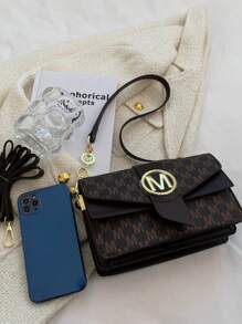 時尚多層翻蓋肩背包，掛式女士手提包帶信封印花設計 - 彩色 - 查看 7