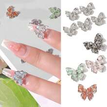 5入組合金仿鑽蝴蝶造型美甲、髮夾、頭帶、胸針diy裝飾 - 可愛又炫酷的女孩閃亮配飾