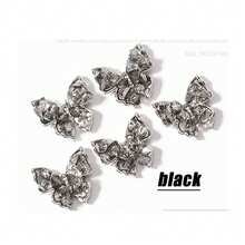 5入組合金仿鑽蝴蝶造型美甲、髮夾、頭帶、胸針diy裝飾 - 可愛又炫酷的女孩閃亮配飾