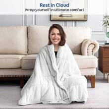 Warm Weighted Blanket, Fleece Sherpa Flannel Throw Heavy Blanket With 7-Layer Design - 白色 - 查看 3