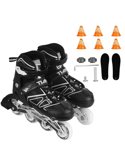 Patines En Línea Ajustables para Adolescentes Jóvenes Adultos Unisex Profesionales 8 Ruedas luminosas con KIT de Herramientas de Formación Barricadas
