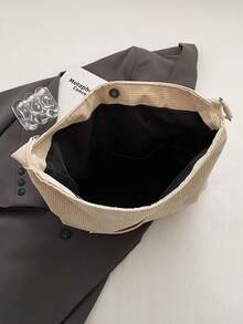 純色男士丹寧斜揹包,時尚中性背包,肩背包,單肩袋,旅行度假,學校,情人節禮物 - 米色 - 查看 5