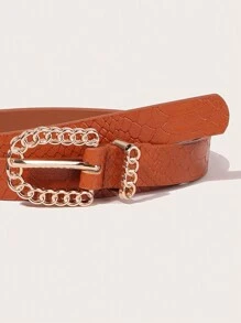 Simple Ladies' Belt, Brown - Brown - View 4