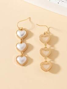 1 đôi Đúng mốt Đơn giản Tim & Trân châu Hoa tai Thích hợp Đối với Của phụ nữ Yến tiệc Buổi tiệc - Vàng - Xem 3