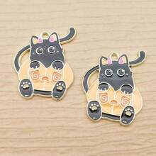 4 件裝貓吊飾用於珠寶製作琺瑯吊墜鋅合金鍍金 - 彩色 - 查看 10