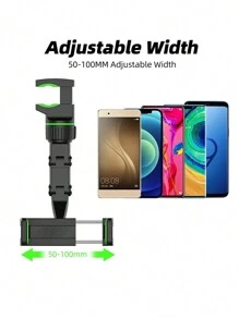 1pc Universal Car Phone Holder 360 Degree Rotation Rearview Mirror Seat Back Clamp Bracket Multi-functional Gps Mobile Phone Stand - Black - View 2