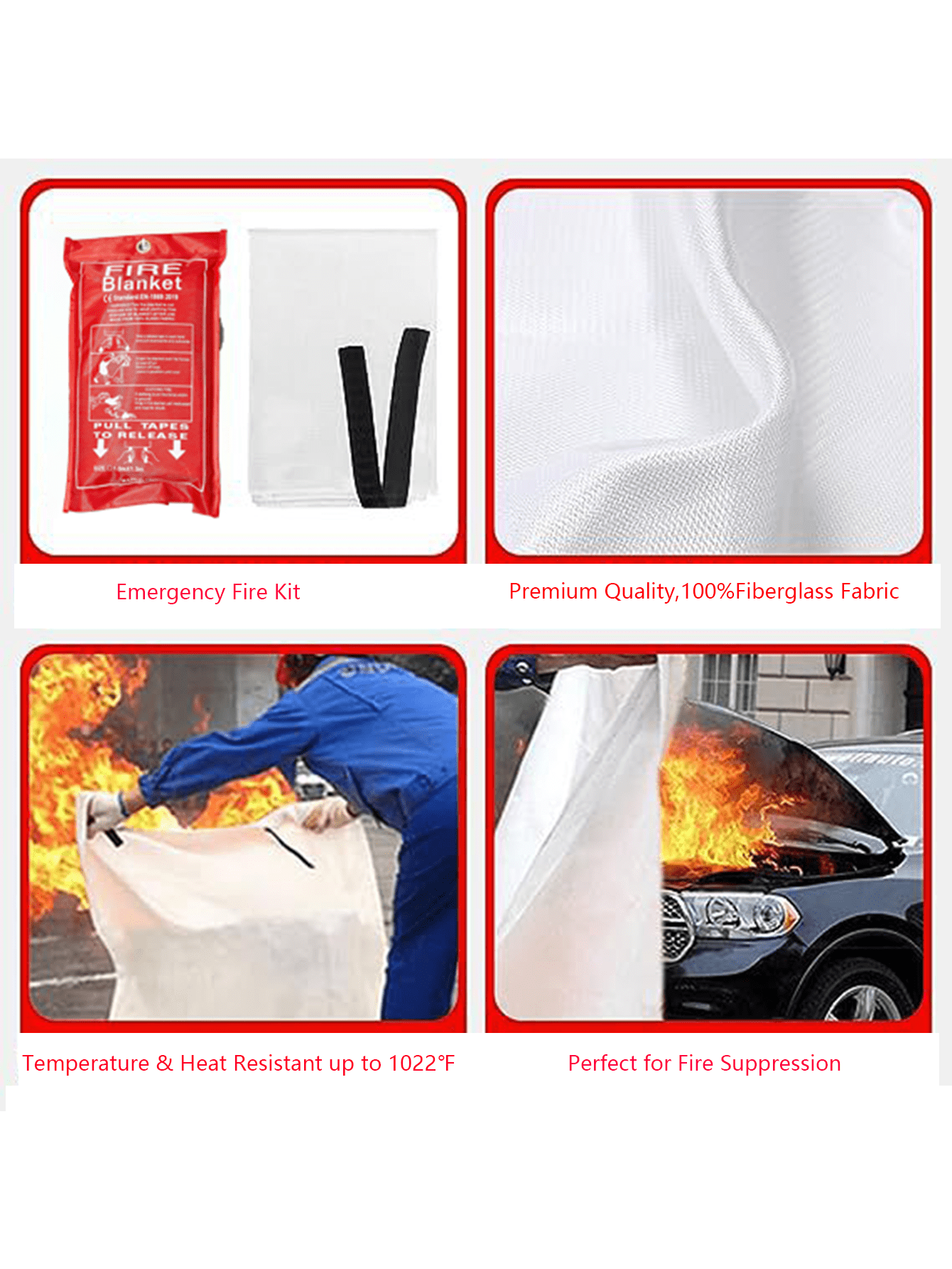 Emergency Fire Blanket 1 Pack Fire Suppression Blanket For Kitchen