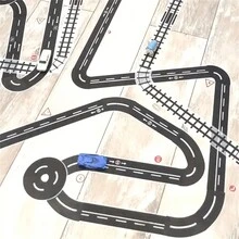 1.89*196.85英寸交通鐵路和紙膠帶,交通鐵路列車道路設計紙張,創意diy相簿貼紙標籤工藝美工膠帶,適用於汽車遊戲、生日裝飾 - B - 查看 8