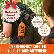 1pc Survival Tentemergency Shelter: Stay Safe And Dry In Any Weather Conditions - Includes 2-Person Tent, Survival Whistle And Thermal Blanket! - Orange - View 4