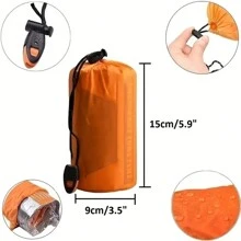 1pc Survival Tentemergency Shelter: Stay Safe And Dry In Any Weather Conditions - Includes 2-Person Tent, Survival Whistle And Thermal Blanket! - Orange - View 5